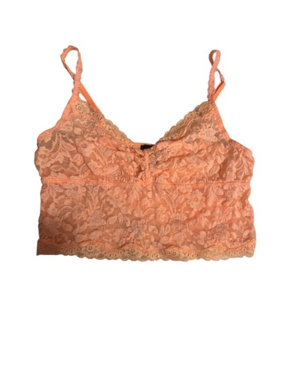 MODA International Sheer Lace Bralette Cami in Coral Peach Adjustable Straps